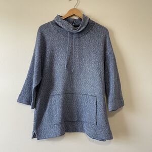 J. Jill Pure Jill Women’s Sz M Textured Blue Knit Cowl Neck Sweatshirt Pullover